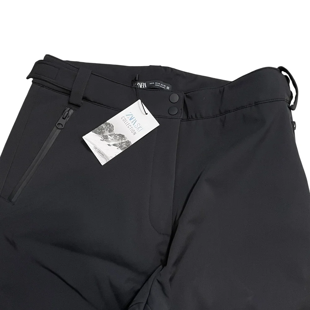 Zara Black X-Large New w/Tags‎ Ski Pants Slim Polyamide Blend Zip Leg
